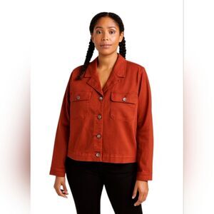 NWT Sanctuary Rust Cotton Stretch Utility Jacket Button-Up Shacket Size M